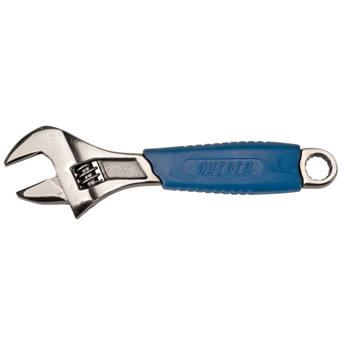 Adjustable Wrench, 6" L, 1" Max Width, Black