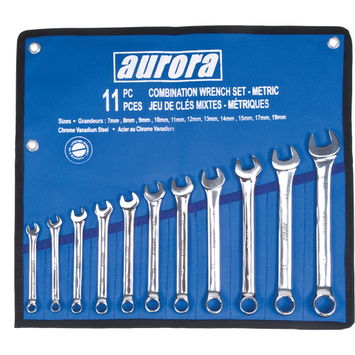 Wrench Set, Combination, 11 Pieces, Metric