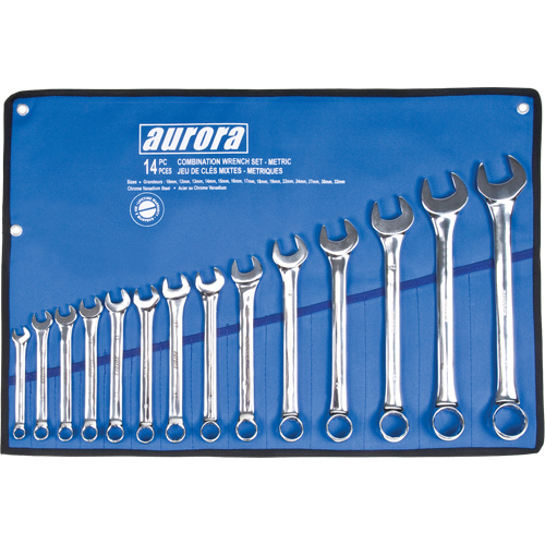 Wrench Set, Combination, 14 Pieces, Metric