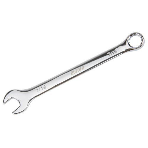 Combination Wrench, 12 Point, 7/16", Chrome Finish