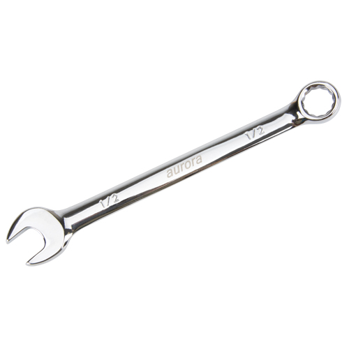 Combination Wrench, 12 Point, 1/2", Chrome Finish
