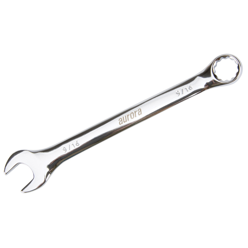 Combination Wrench, 12 Point, 9/16", Chrome Finish