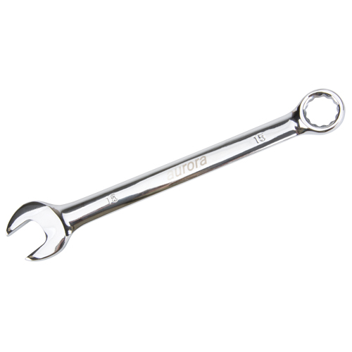 Combination Wrench, 12 Point, 15 mm, Chrome Finish