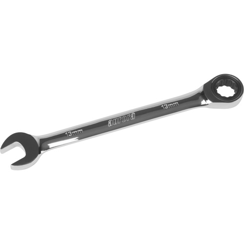 Metric Ratcheting Combination Wrench, 12 Point, 13 mm, Chrome Finish