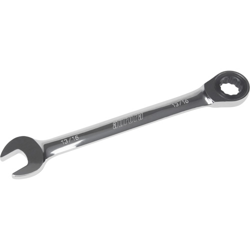SAE Ratcheting Combination Wrench, 12 Point, 13/16", Chrome Finish
