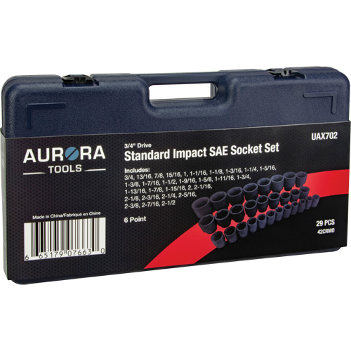 SAE Socket Set, 29 Pcs, Impact, 3/4" Drive Size
