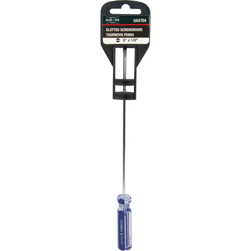 Blue Transparent Striped Slotted Screwdriver, 1/8" Tip, Round, Plastic Handle