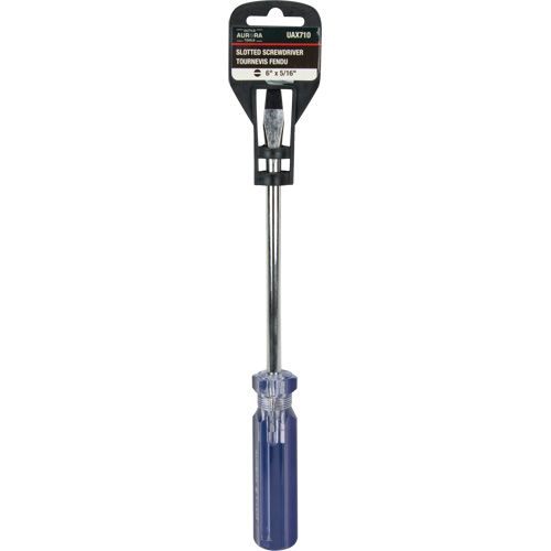 Blue Transparent Striped Slotted Screwdriver, 5/16" Tip, Round, Plastic Handle