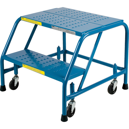 Rolling Step Ladder, 2 Steps, 18" Step Width, 19" Platform Height, Steel