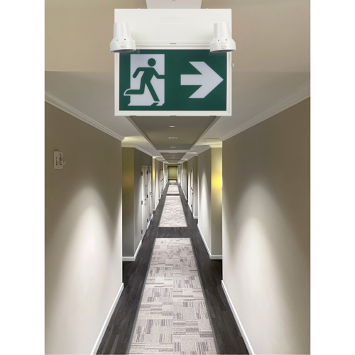Running Man Sign with Security Lights